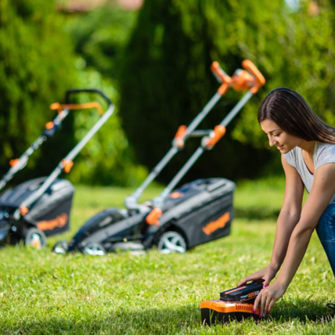 Battery-powered lawn mowers
